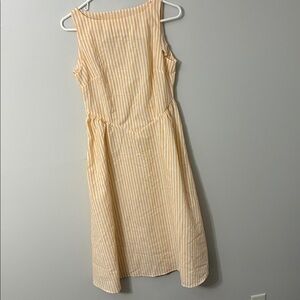 Yellow Striped Sleeveless Midi Dress